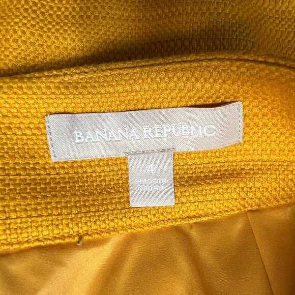 Banana Republic Skirt Women's 4 Pencil Poplin Mustard Gold Preppy Vented - Picture 7 of 8